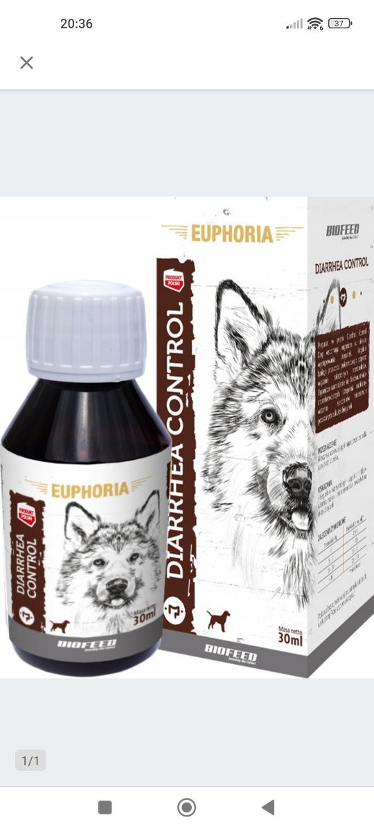 Krople przeciwbiegunkowe dla psów Biofeed 'Euphoria'.
