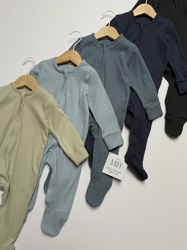 62 68 George 5pak pajac pajacyk prążek bawełna prążkowana zestaw zip