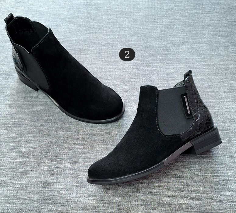 Жіночі натуральні шкіряні челсі осінні черевики чорні  36 40 41 42