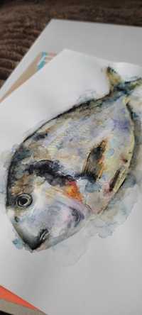 Малюнок рисунок акварель риба