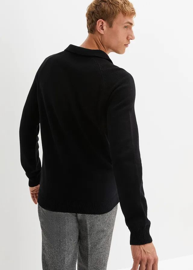 B.P.C sweter czarny męski z kołnierzykiem r.M
