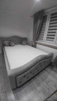 Łóżko tapicerowane + materac chesterfield welur glamour nowoczesne
