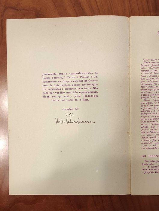 Comunidade + 2 Textos à Pressão + Cartaz