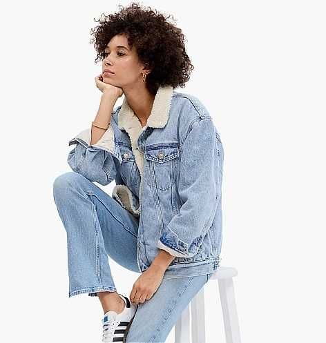 Джинсова куртка жіноча GAP Oversized sherpa icon denim jacket L