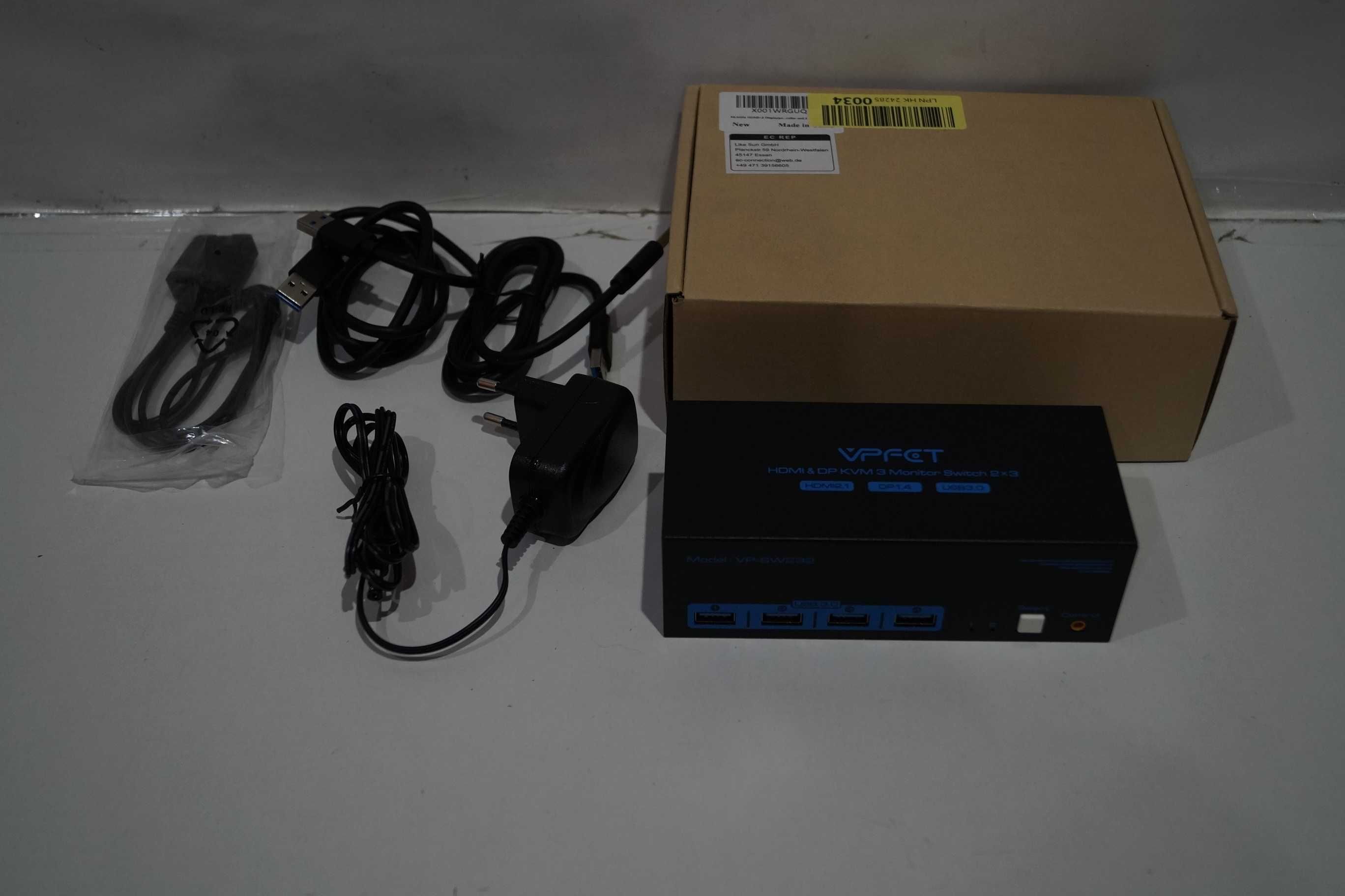 Przełącznik HDMI DP KVM 3 monitory Switch 2x3 VPFET VP-SW232 8K 60Hz