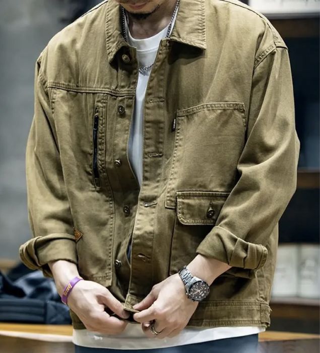 Джинсова куртка чоловіча S розмір мілітарі стиль