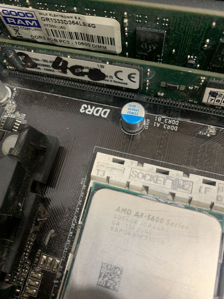 Проц 4ядра по 3.6gHz A8-5600 + плата Fm2A55M +4gb ddr3 +кулер