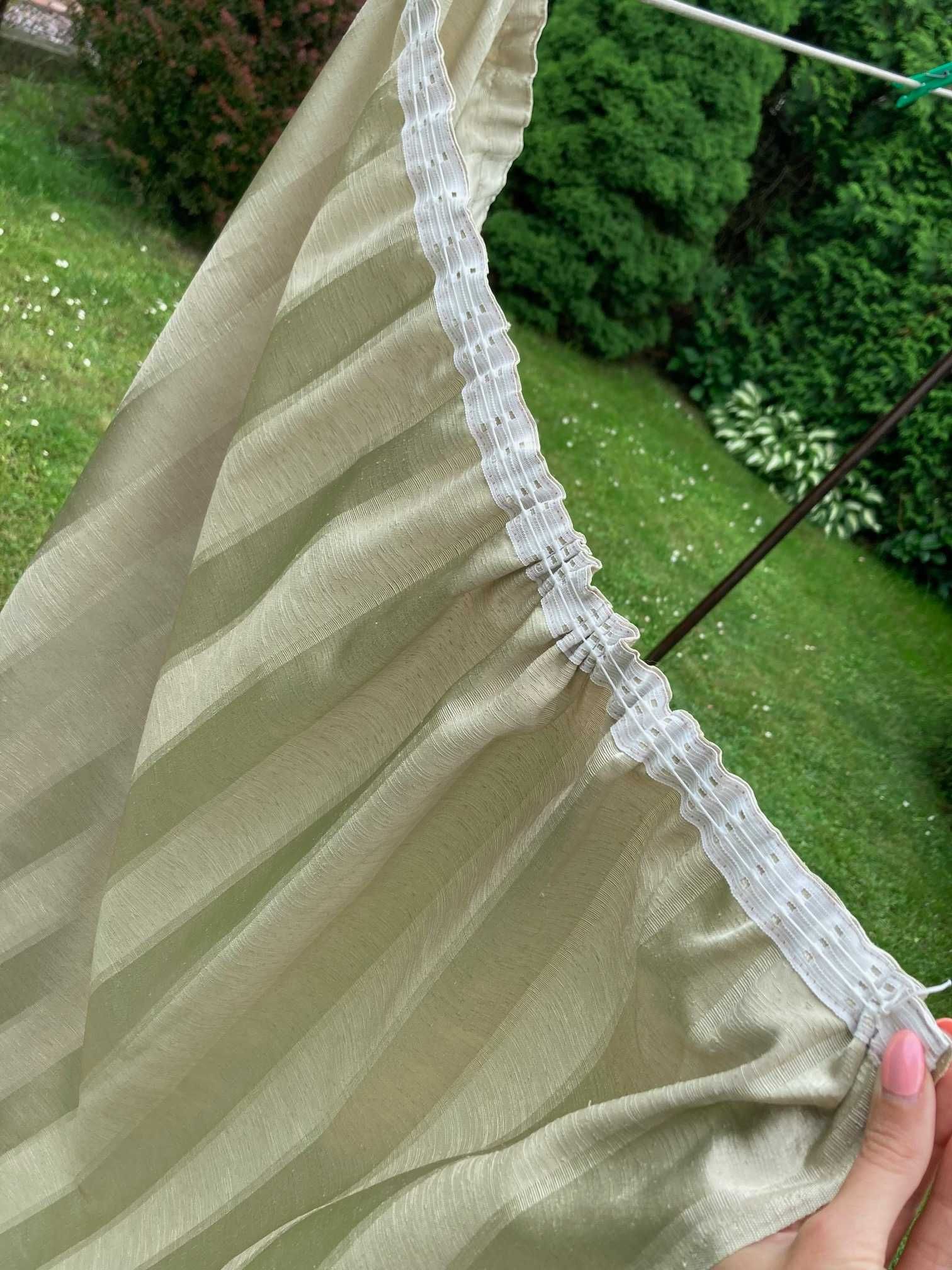 Oliwkowe połyskujące zasłony pasy dwie sztuki