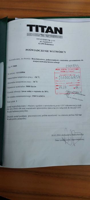 Zbiornik do kwasu solnego 5000l