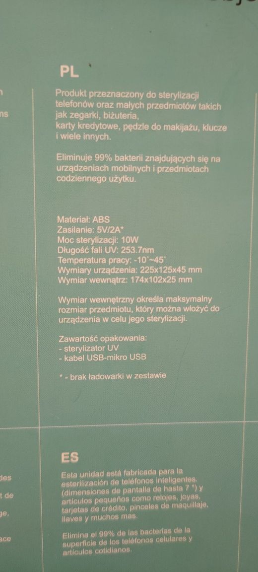 Sterylizator UV do telefonów kluczy biżuterii kart