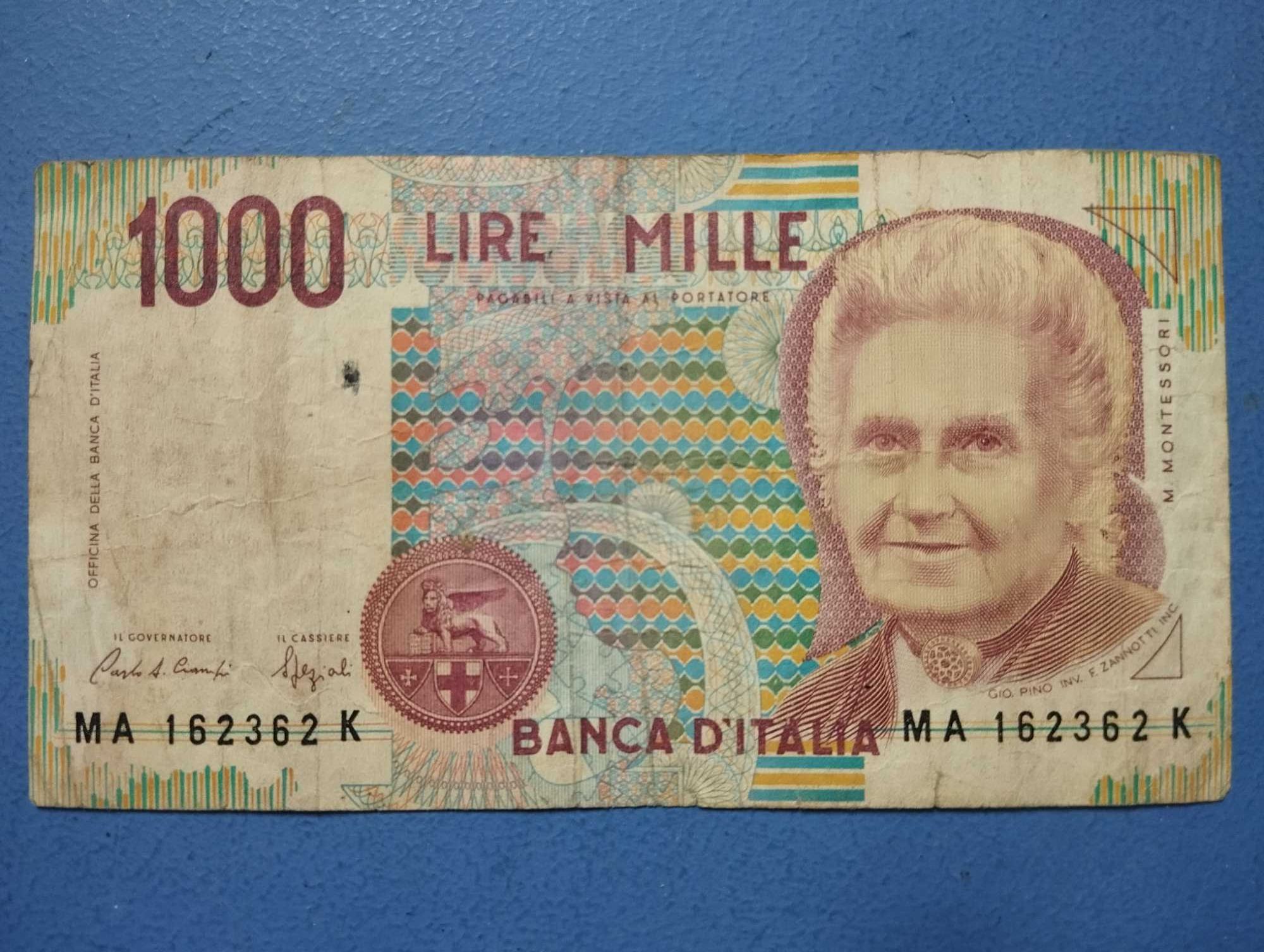 Nota de 1000 Liras 1990 Itália