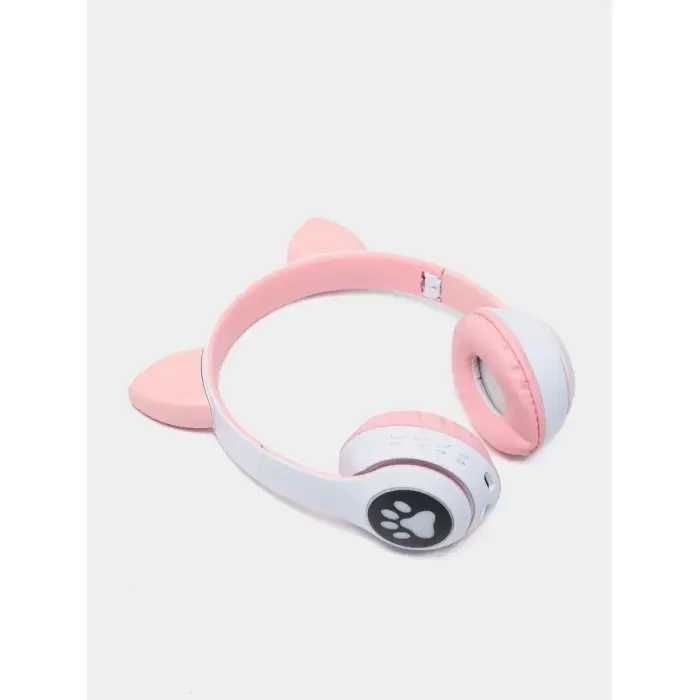 Навушники з вушками котика бездротові з RGB підсвіткою FM радіо