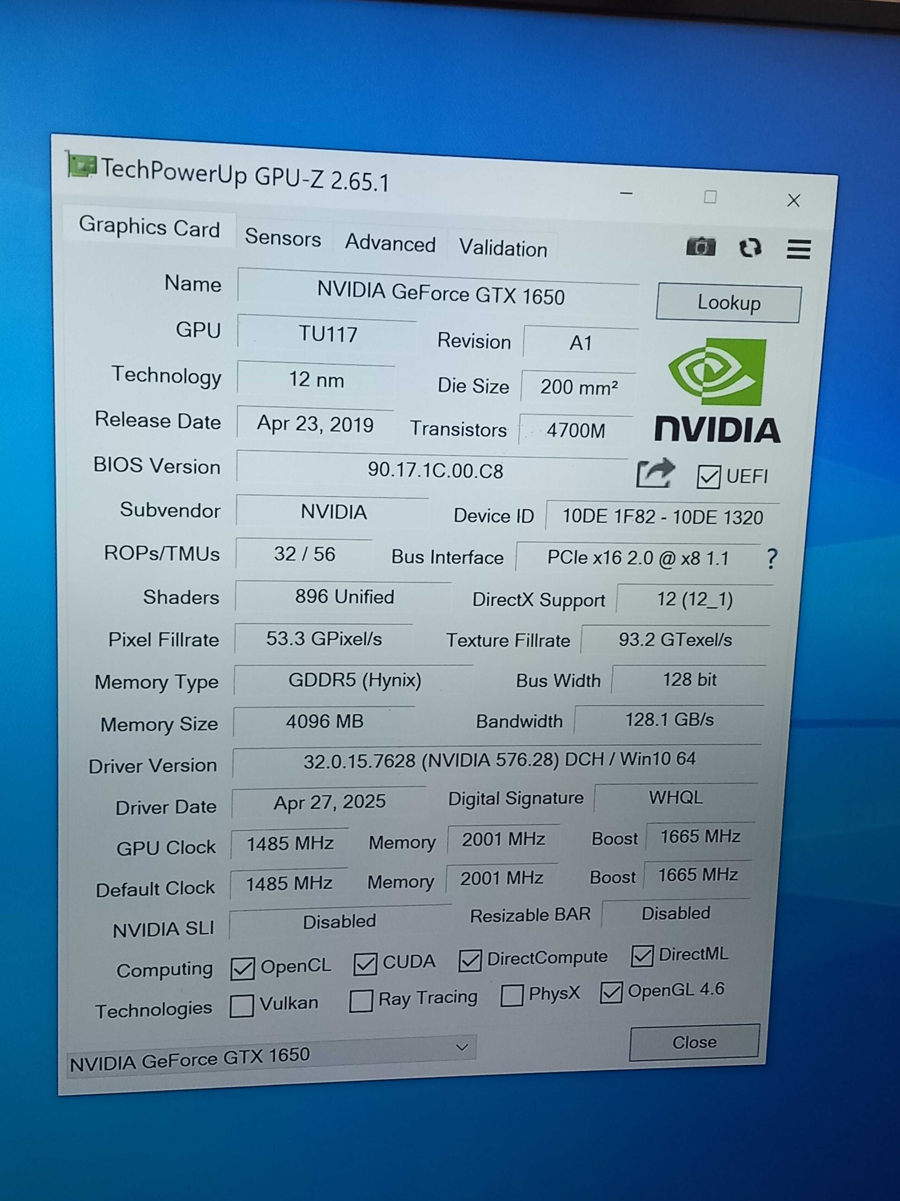 Placa gráfica GTX 1650 COMPACT 4GB