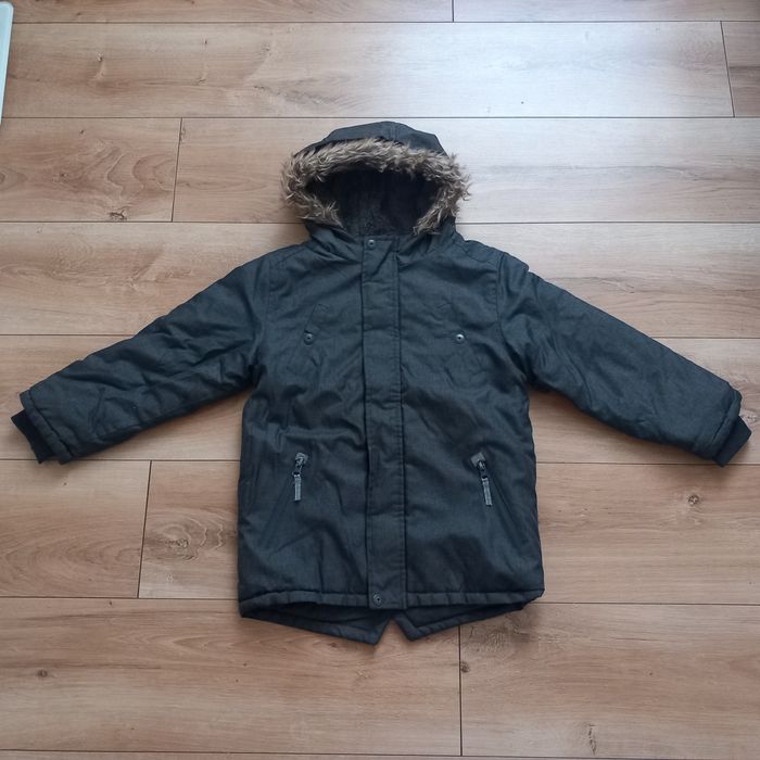 Kurtka zimowa na zimę szara dla chłopca rozmiar 122