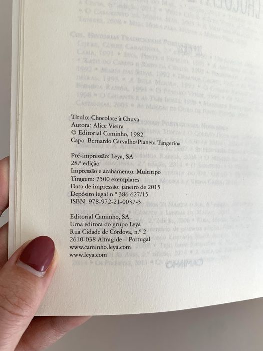 Livro Chocolate à Chuva