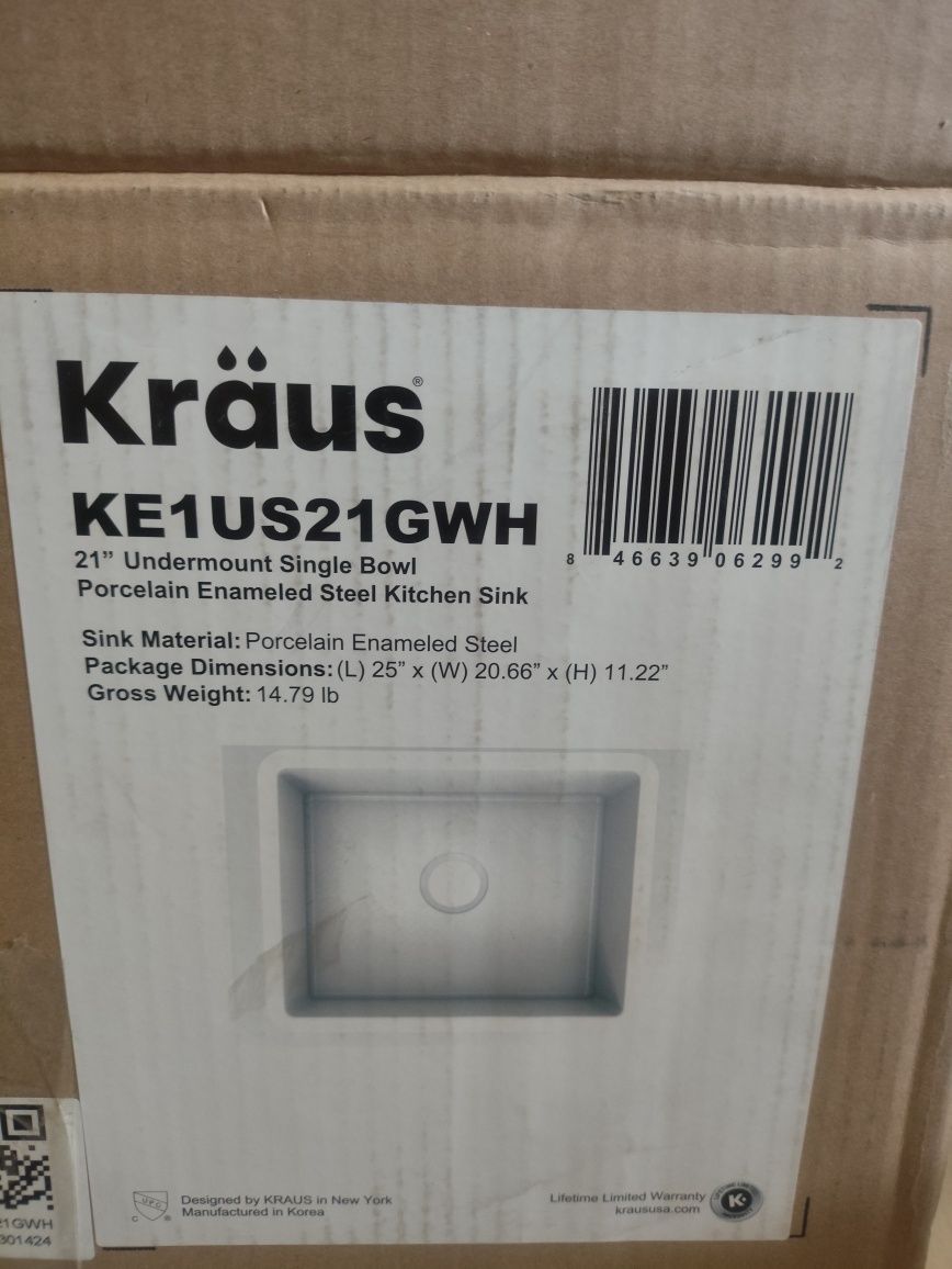 Kraus Podblatowy zlew kuchenny ze stali emaliowanej porcelanowej