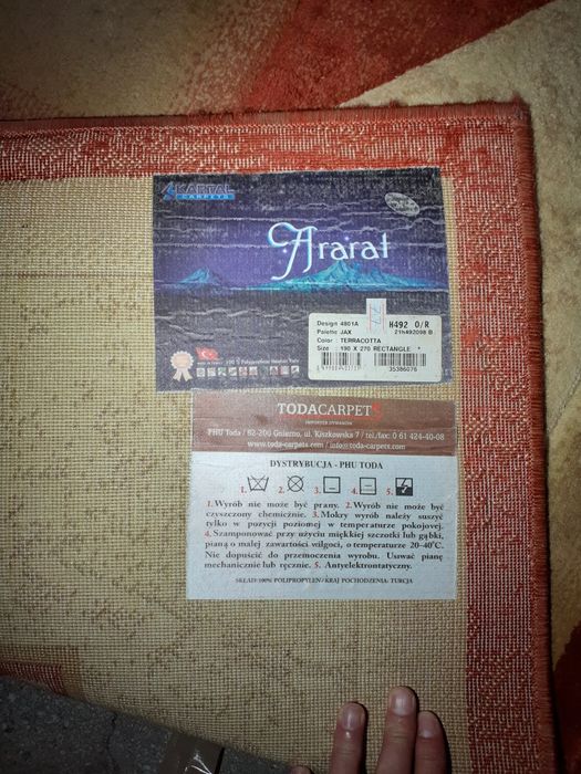 Dywan duży pomarańczowy beżowy kwiaty