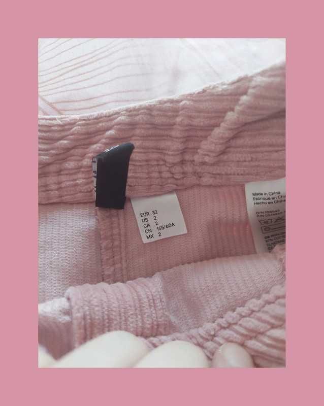 Spódniczka sztruskowa guziki mini 32 xxs xs h&m baby pink