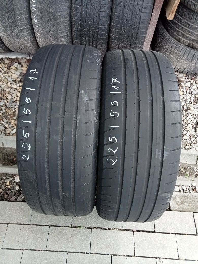 2x Opony Używane Letnie 225/55R17 Goodyear