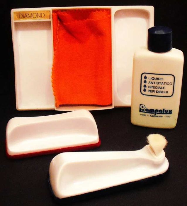 1970s Record Cleaning Kit Rampalux (antistatic brushes + liquid) Italy