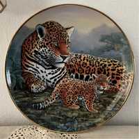 FRANKLIN MINT JAGUAR Kolekcjonerski Talerz Porcelana Vintage Kot Obraz