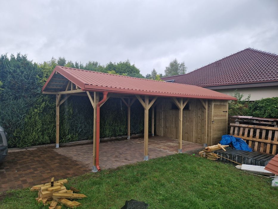 Taras drewniany  , zadaszenie ,  wiata do domków holenderskich