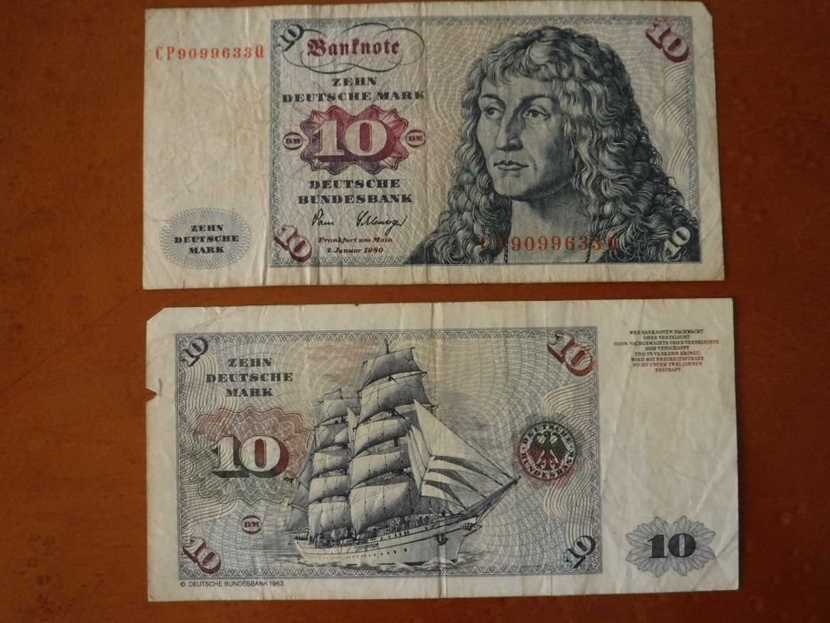 Nota de 10 Marcos Alemães 1980 Bundesbank
