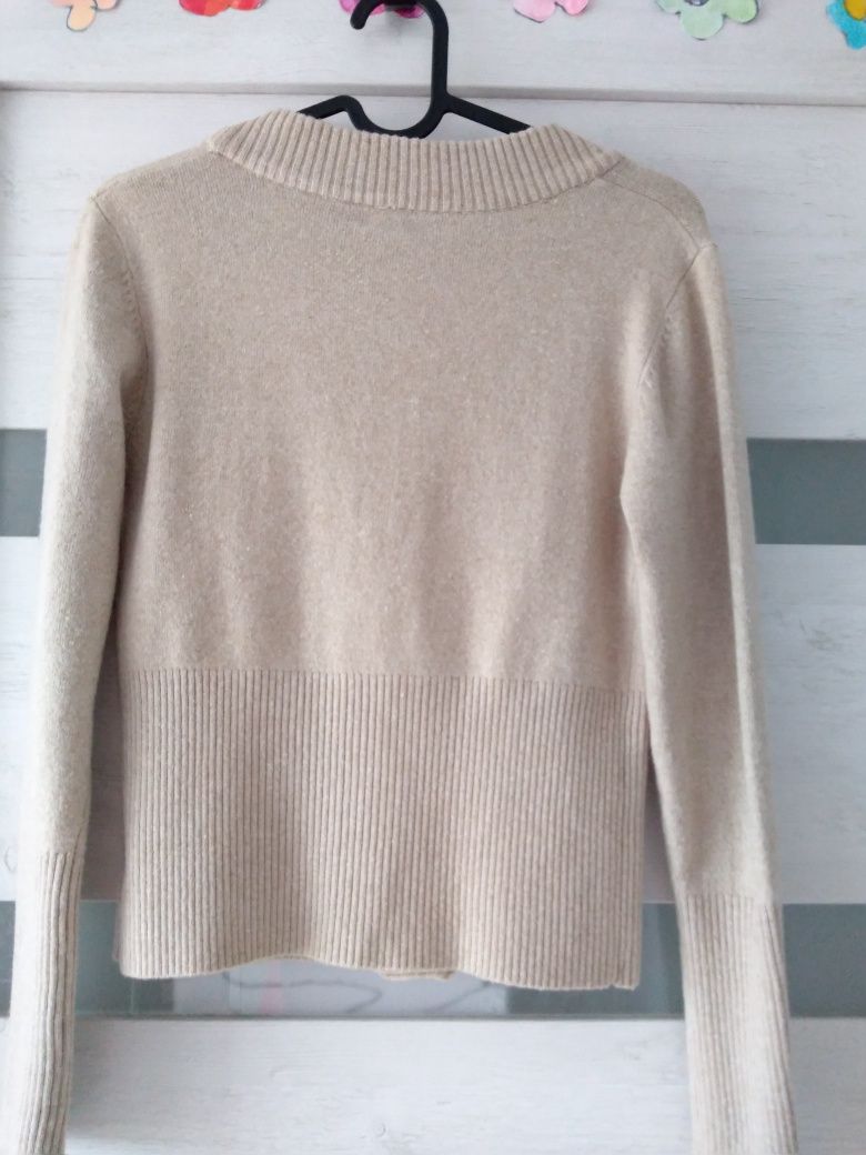 Zapinany sweterek damski, r.M/L, wełna, angora
