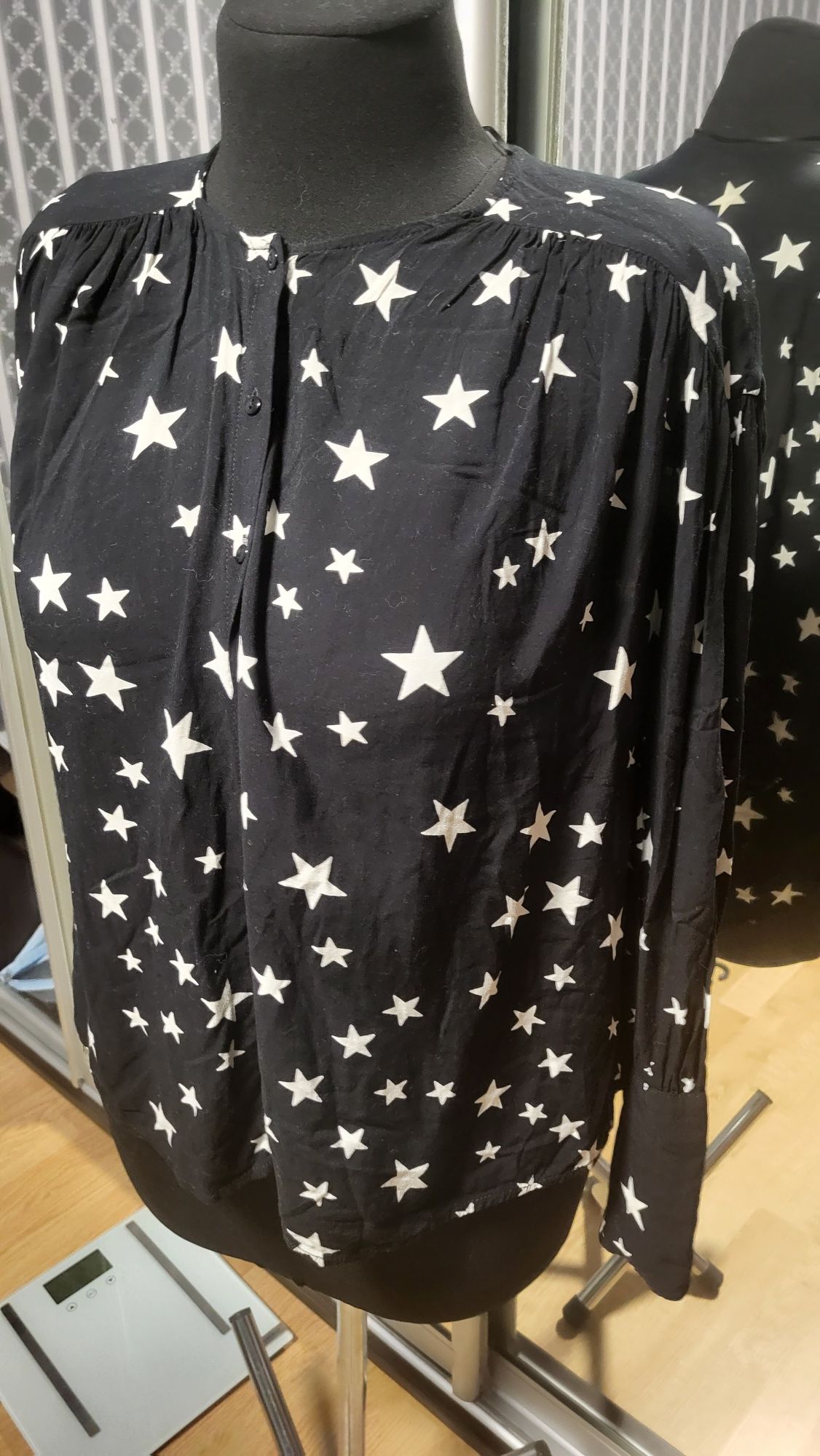 Рубашка  звезды блуза штапель Zara M-L оверсайз