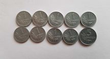 1 grosz 1949 rok 9 sztuk, 5 groszy 1949 rok 1 sztuka