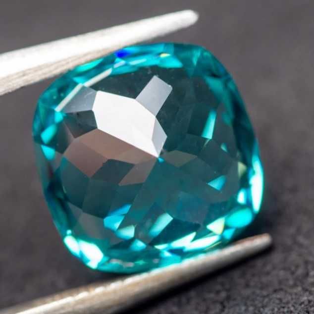 Szafir Naturalny Hodowlany Paraiba 5x5x3,1mm 0,907CT Certyfikat !