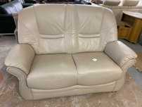 Kanapa sofa 2 os beżowa skórzana skóra naturalna stan bdb FV DOWÓZ