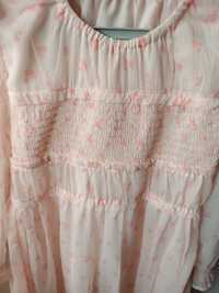 Śliczna różowa sukienka elegancka długi rękaw 5 10 15 Max&Mia 122