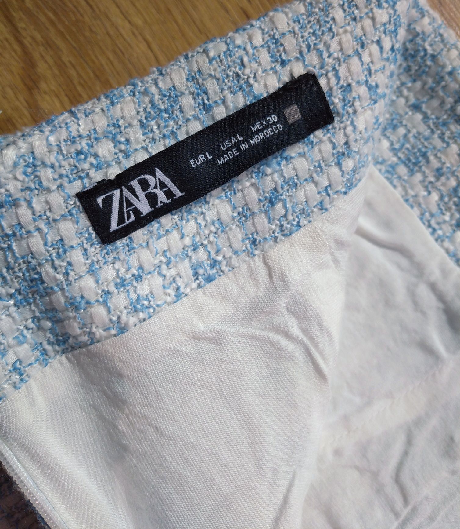 Твідова спідниця міді Zara M/L з розрізом юбка твід букле блакитна