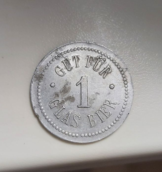 Żeton przedwojenny na 1 butelkę piwa