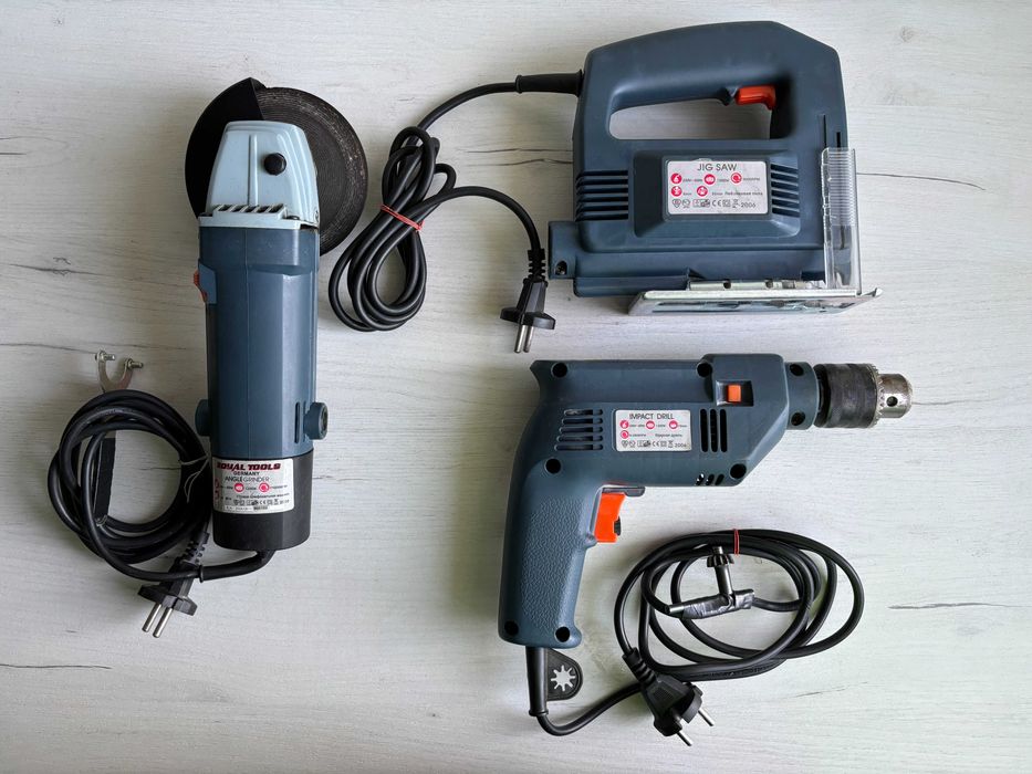 Дрель электрическая дриль електрична + Болгарка + Лобзик набір в кейсі