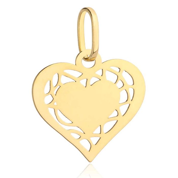 Zawieszka złota dwa serca i wzór pomiędzy