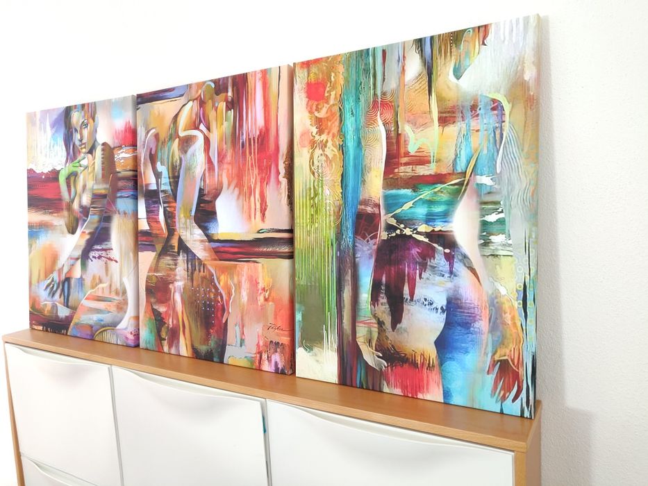 Tela mulher azul amarelo amarelo verde 51x70 (unidade/conjunto)