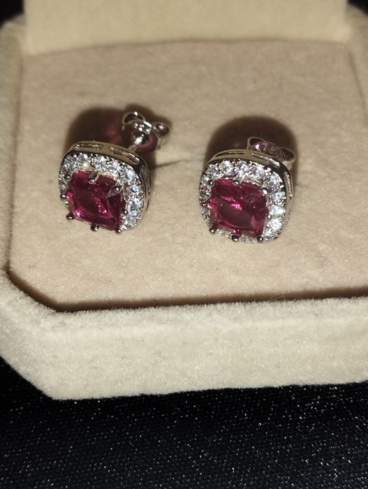 Серьги серебро Red Zirconia