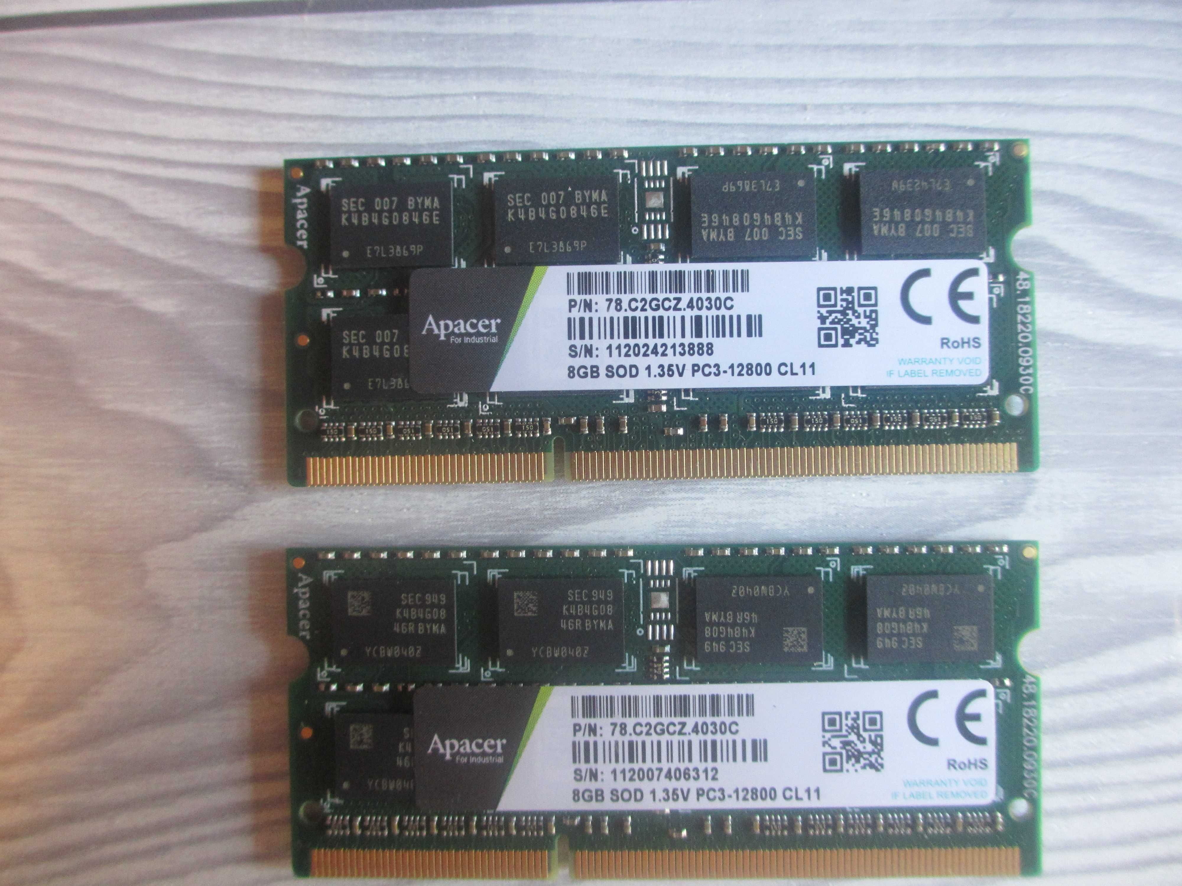 Память DDR3L PC3L Apacer 2 x 8Gb = 16Gb 2 x 8 Гб = 16 Гб