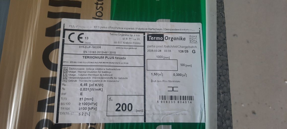 Styropian fasada TermoOrganika Termonium Plus 20 cm 031