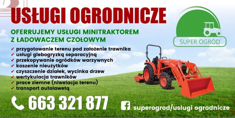 Uslugi ogrodnicze trawnik glebogryzarka separacyjna rebak  koszenie