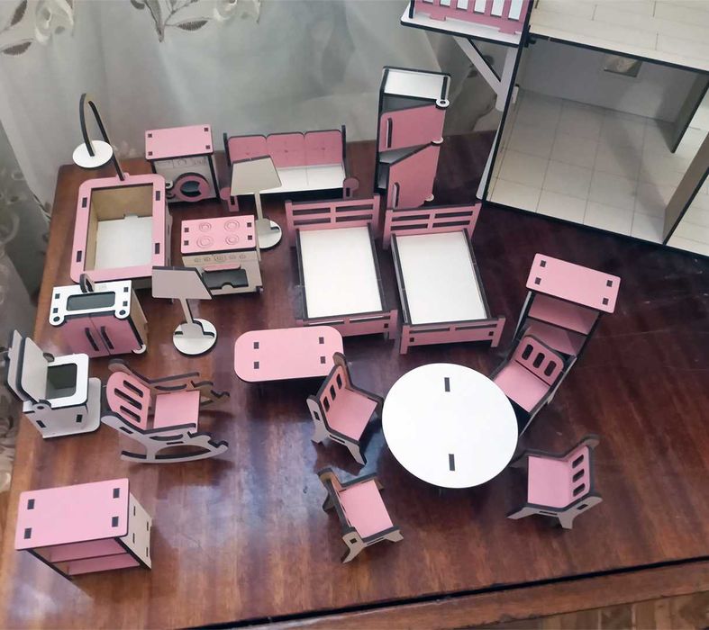 Ляльковвий будиночок для Лол з меблями і ліфтом, рожевий ХДФ