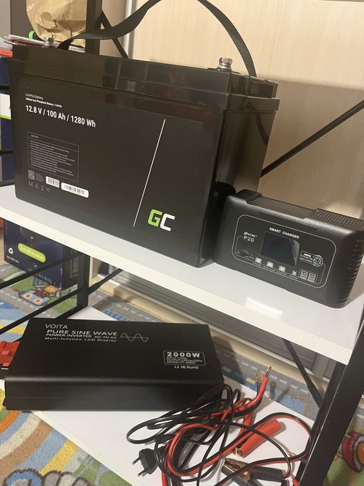 LiFePO4 12.8V 100Ah + Voita 2000W + зарядка — майже новий комплект
