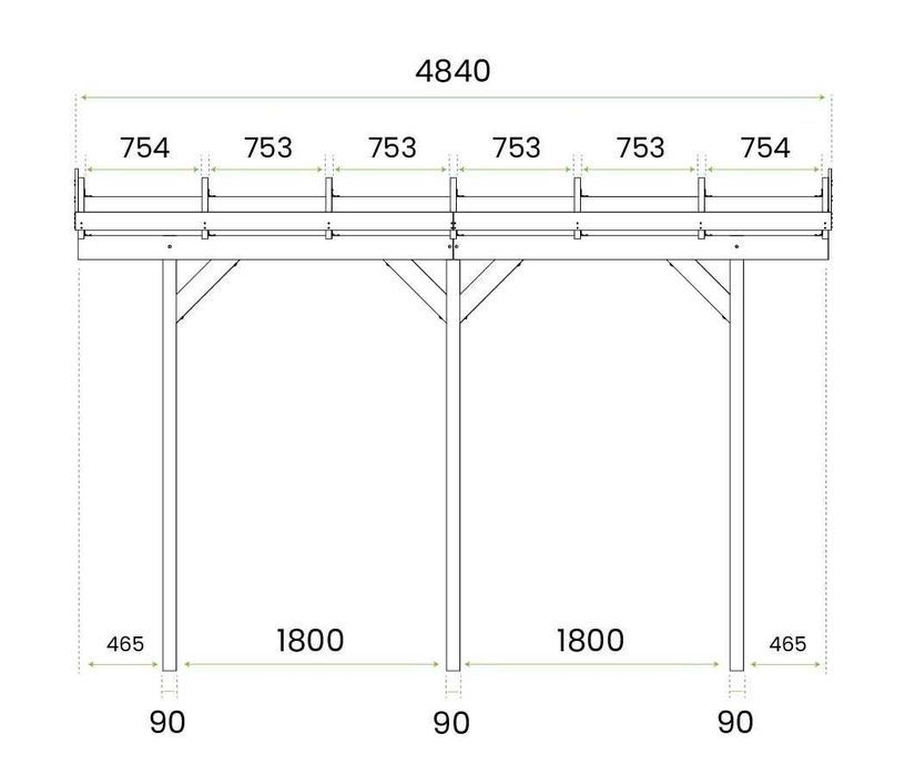 Wiata wolnostojąca garażowa drewniana impregnowana 350 x 484 cm