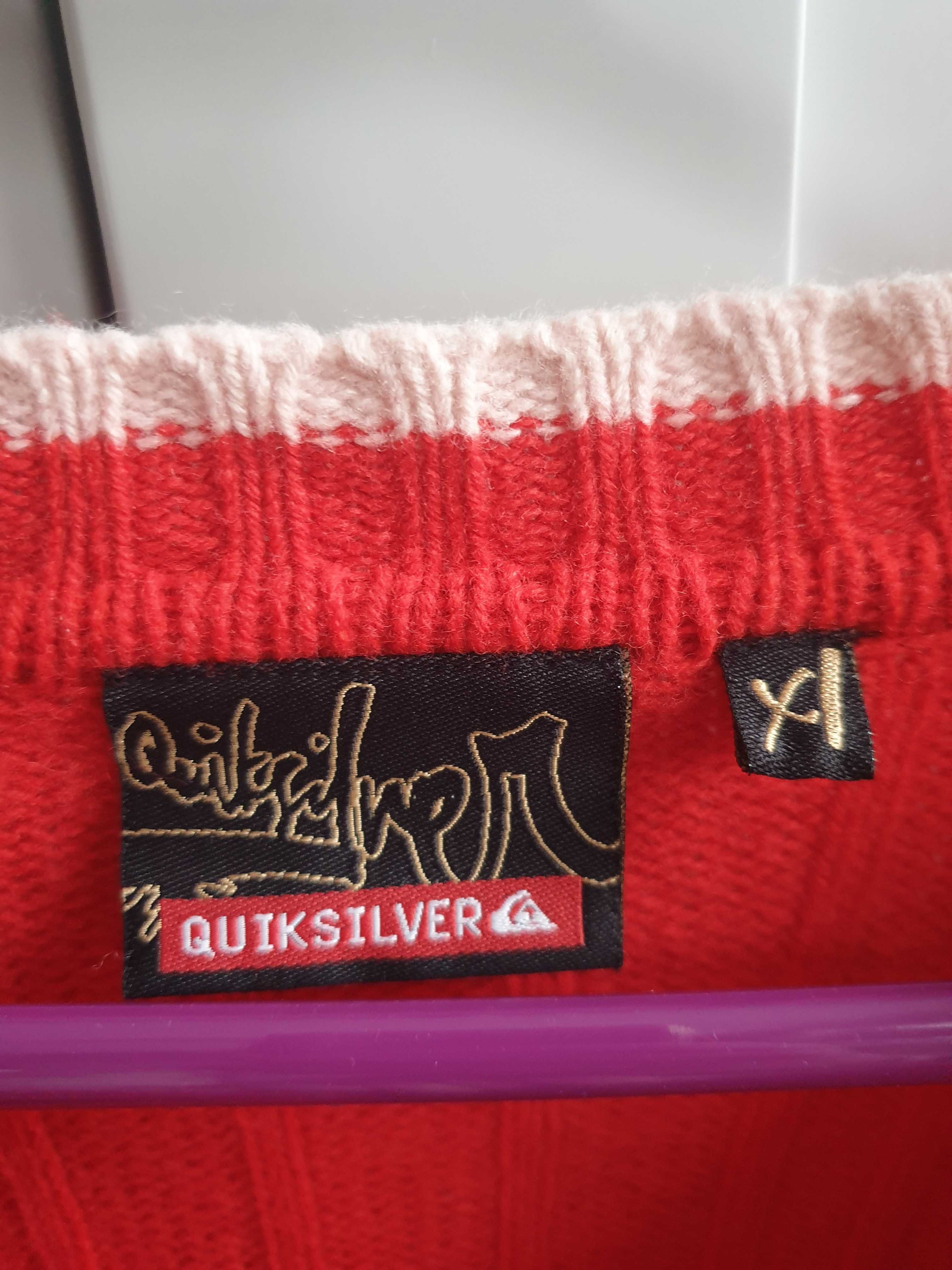 Wełniany sweter Quicksilver L XL męski ciepły wełna jagnięca