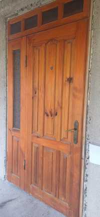 Двері вхідні двопольні подвійні деревяні