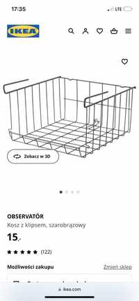 OBSERVATÖR kosz organizer z klipsem zawieszany na półkę Ikea