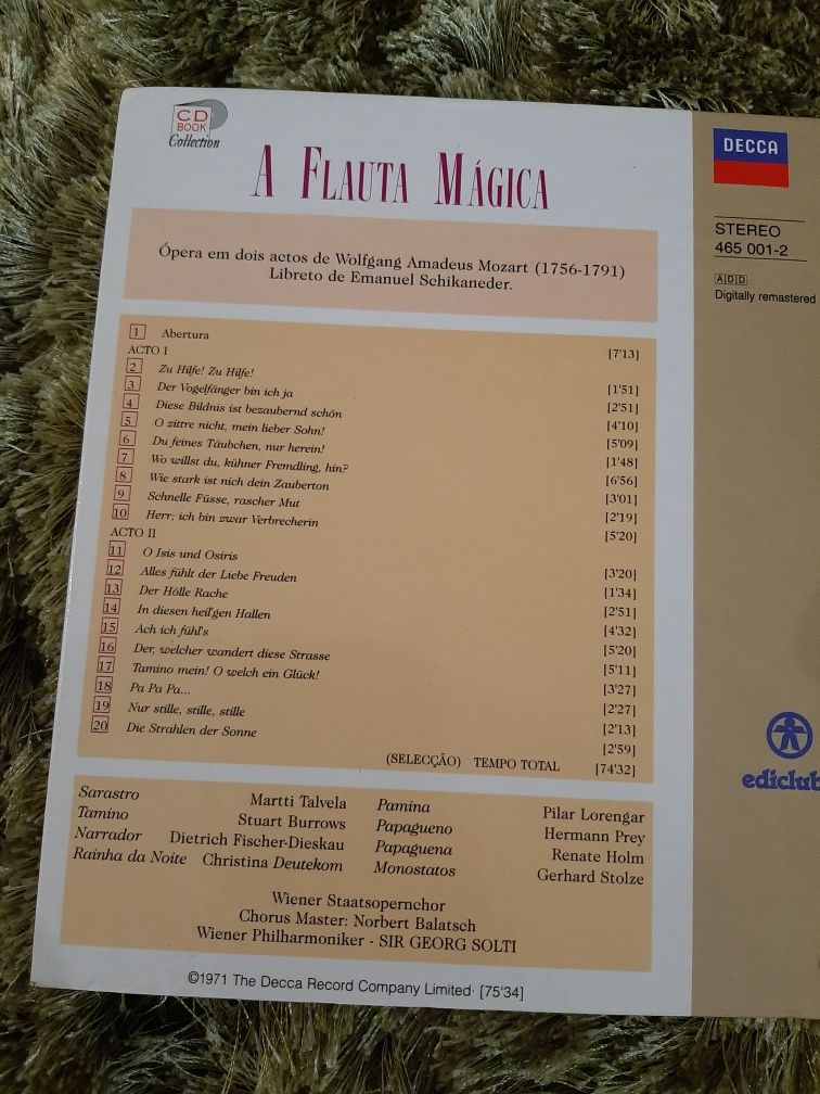 Livro e cd da Ópera Flauta Mágica original