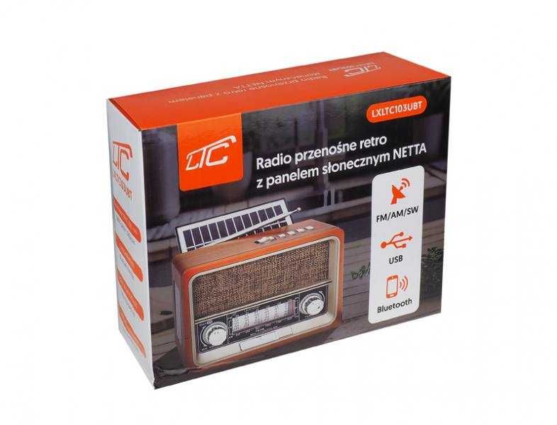 Radio przenośne FM LTC NETTA retro BT z solarem LXLTC103UBT